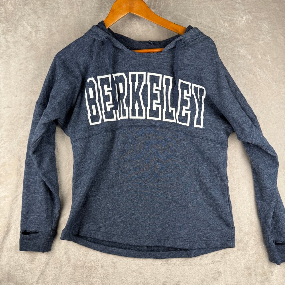 Ouray Sportswear UC Berkeley Hoodie Navy Blue Heathered Thumbhole Womens Small